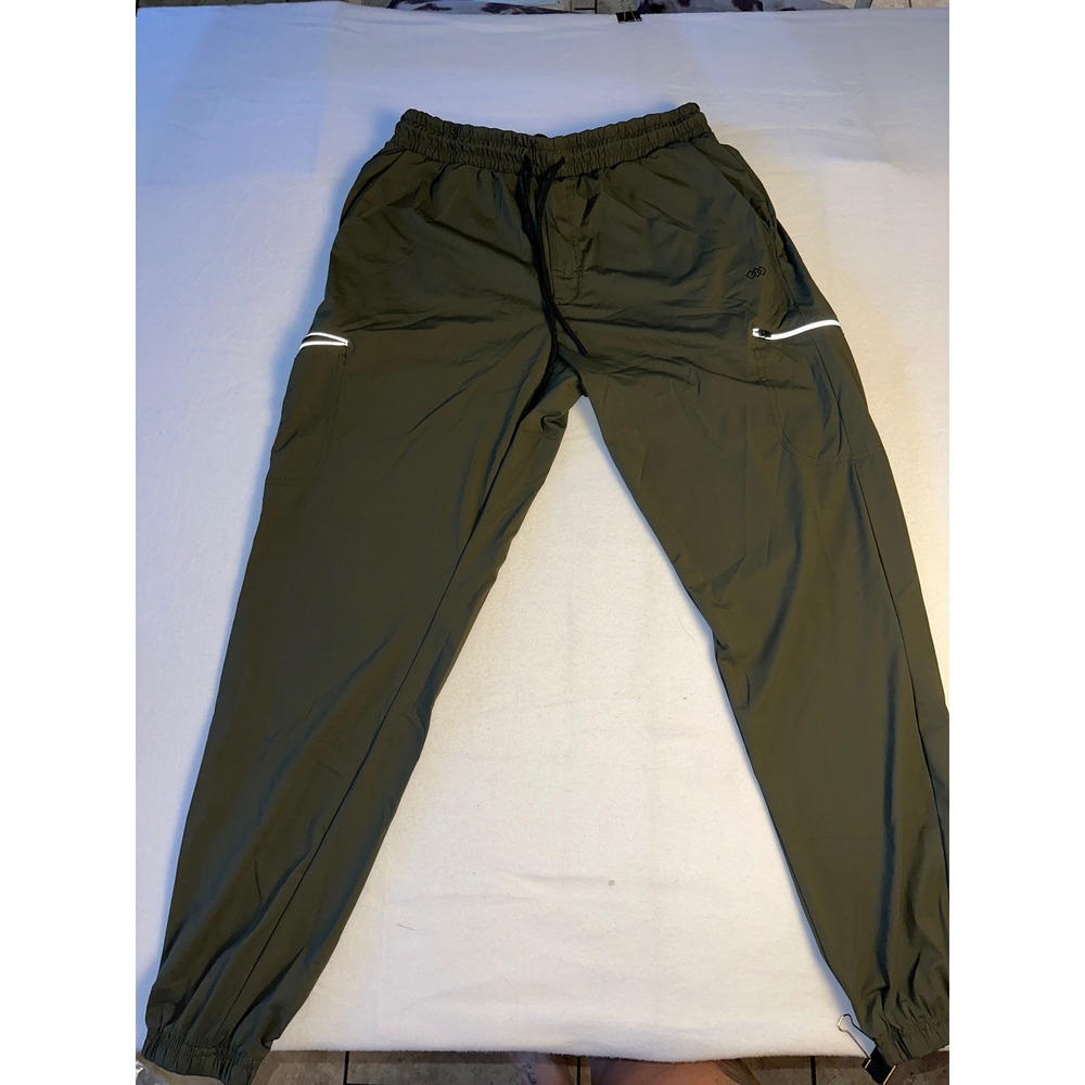 Leg3nd Mens Olive Green Reflective Cargo Jogger Pants Size Large